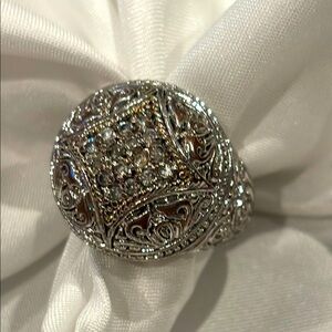 Sparkling dome ring with tiny faux diamonds.